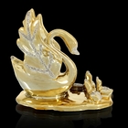 Сувенир керамика под золото "Лебедь с детками в пруду" 9х10х6,5 см - Фото 3