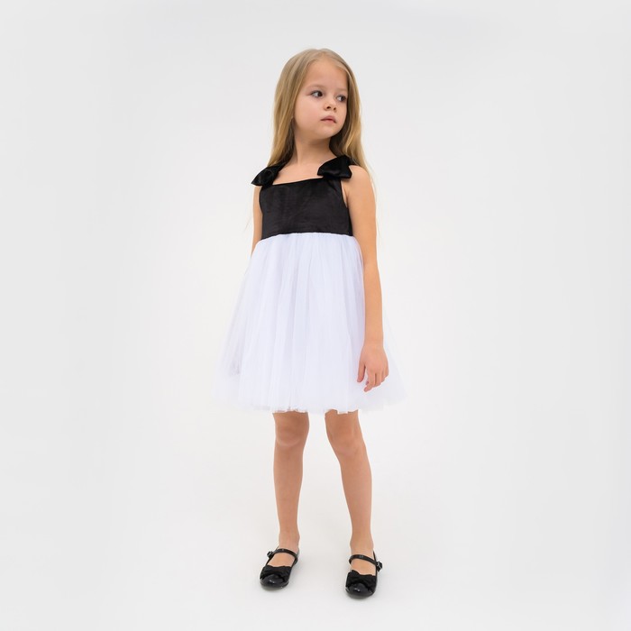 Платье нарядное детское KAFTAN, р. 28 (86-92 см), черный/белый - фото 1907369792