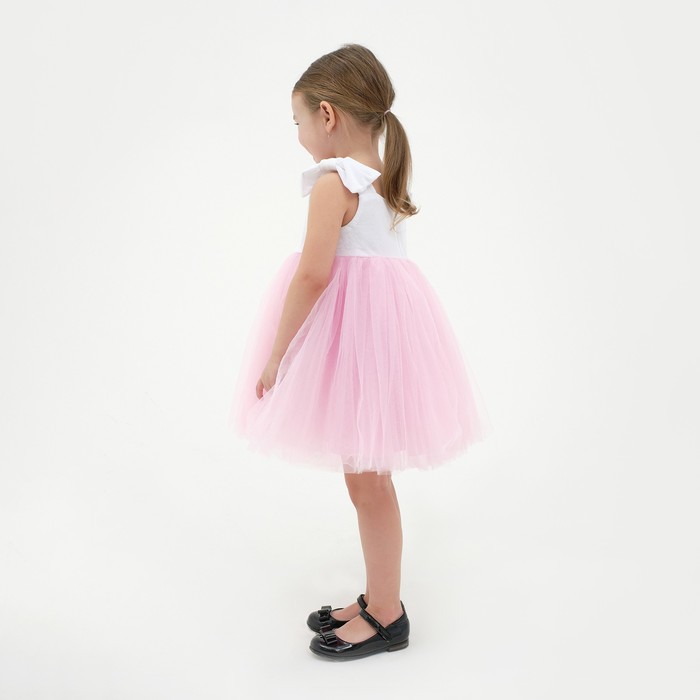 Платье нарядное детское KAFTAN, р. 28 (86-92 см), белый/розовый - фото 1886763195