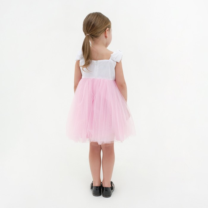 Платье нарядное детское KAFTAN, р. 28 (86-92 см), белый/розовый - фото 1886763196