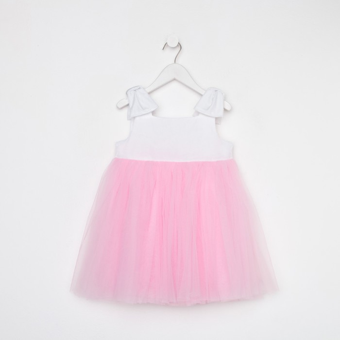 Платье нарядное детское KAFTAN, р. 28 (86-92 см), белый/розовый - фото 1886763200