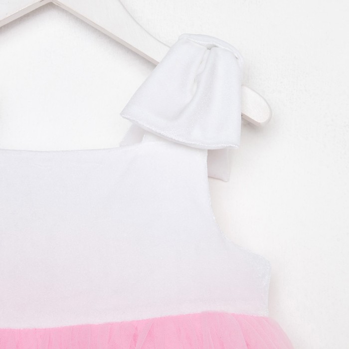 Платье нарядное детское KAFTAN, р. 28 (86-92 см), белый/розовый - фото 1907369839