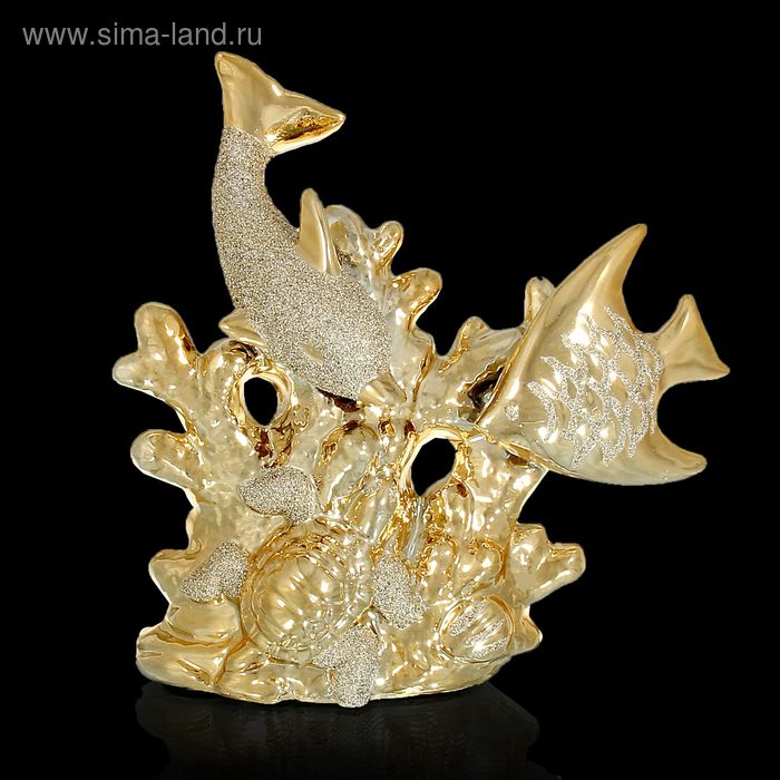 Сувенир керамика под золото "Морское дно" 21х19,5х7 см - Фото 1