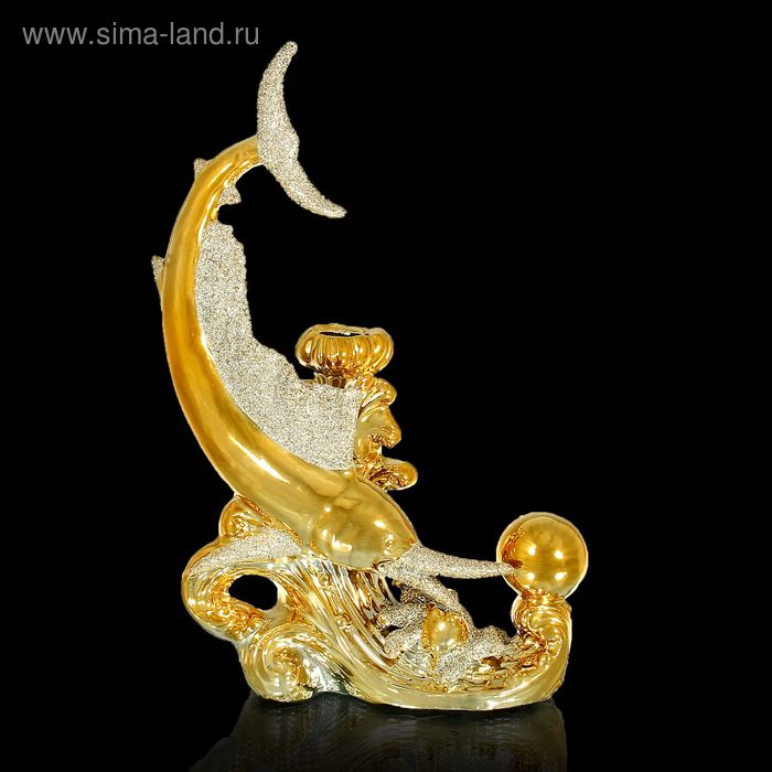 Сувенир керамика под золото вазон "Рыба с шаром" 21,5х13х6 см - Фото 1
