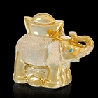 Нэцкэ керамика под золото "Слон со слитком" 8х9,5х4,5 см - Фото 1