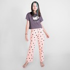 Пижама футболка и брюки «Симпл-димпл» для девочки, рост 152 см., цвет графит/персиковый - фото 295461852