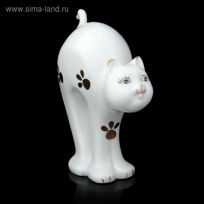 Сувенир керамика "Котёнок с лапкой спина дугой" 15,7х14х6 см - Фото 1