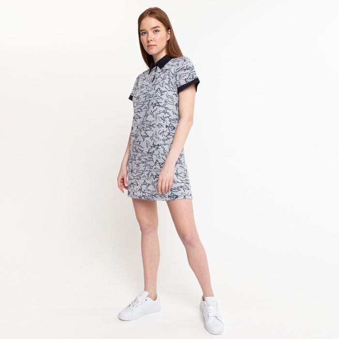 Платье мини женское, серое, меланж, размер 52