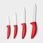 Набор кухонный на подставке «Изгиб», 5 предметов: 4 ножа, лезвие 7,5 см, 10 см, 13 см, 15 см, овощечистка, цвет красный - Фото 4
