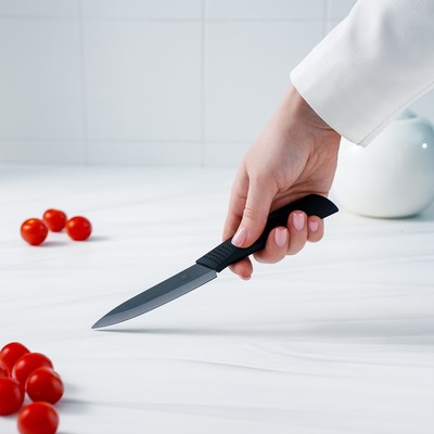 Нож кухонный керамический Magistro Black, лезвие 9.5 см, ручка soft-touch, чёрный