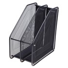 УЦЕНКА Лоток для бумаг вертикальный, 2 отделения, в сетку, чёрный - Фото 1