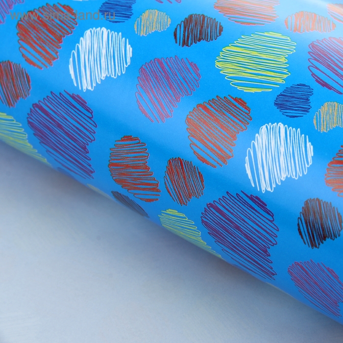 Бумага упаковочная "Разноцветные сердца", цвет синий, 52 х 76 см - Фото 1
