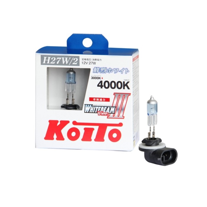 Лампа высокотемпературная Koito Whitebeam H27/2 12V 27W (55W) 4000K, 2шт.