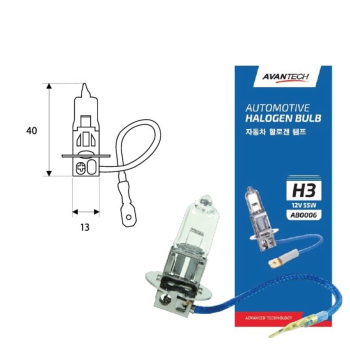 Лампа головного света Avantech H3 12V 55W - Фото 1