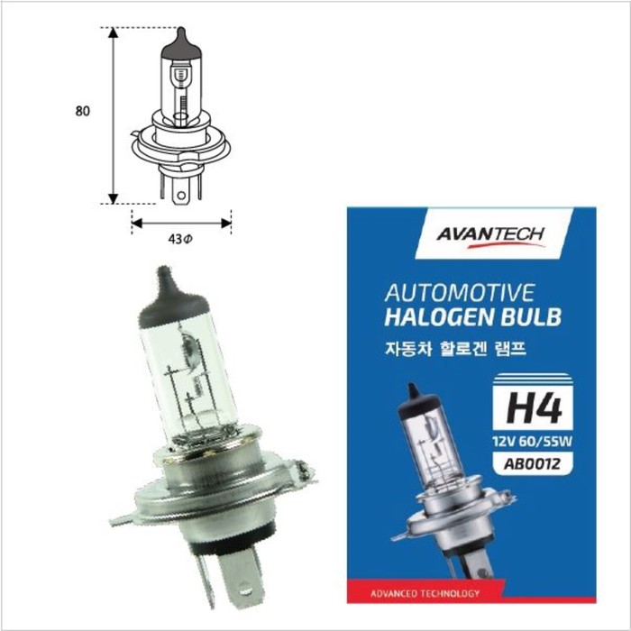 Лампа головного света Avantech H4 (HB2) 12V 60/55W - Фото 1