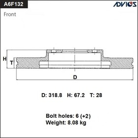 Диск тормозной пер. ADVICS (F)TOYOTA 4RUNNER/HILUX SURF N210(02-09),FJ CRUISER GSJ15(06-14)   765886