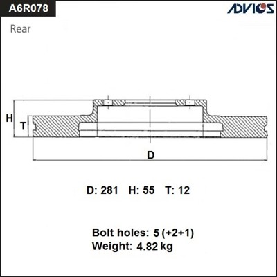 Диск тормозной зад. ADVICS (R) TOYOTA RAV4 A30 (06-12), RAV4 A40 (12- )