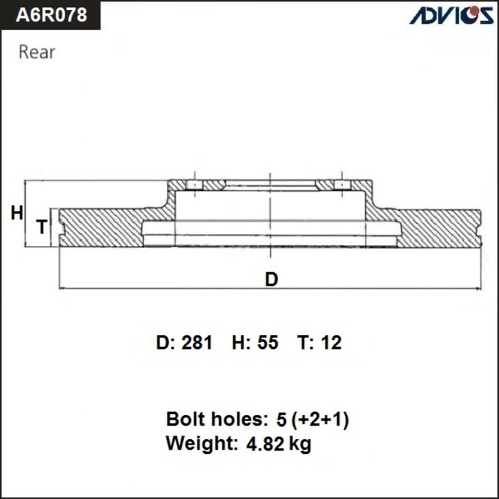 Диск тормозной зад. ADVICS (R) TOYOTA RAV4 A30 (06-12), RAV4 A40 (12- ) - Фото 1