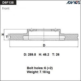 Диск тормозной пер. ADVICS (F) MITSUBISHI PAJERO V60 / V70 (00-06), PAJERO V80 / V90 (06-)