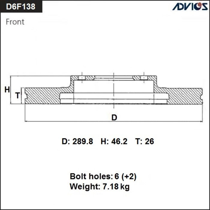 Диск тормозной пер. ADVICS (F) MITSUBISHI PAJERO V60 / V70 (00-06), PAJERO V80 / V90 (06-) - Фото 1