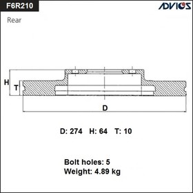 Диск тормозной зад. ADVICS (R) SUBARU FORESTER SJ (12-)