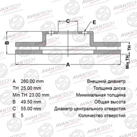 Диск тормозной AVANTECH (FR) Avensis AT22#,AZT220,CDT220   EUROPE