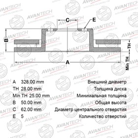 Диск тормозной AVANTECH(FR)RAV4(ALA4,ZSA4)LEXUS RX270(AGL10)Highlander II/KLUGER(GSU4)