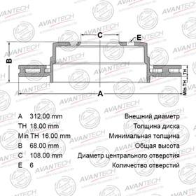 Диск тормозной AVANTECH RR TOYOTA-LAND CRUISER 150