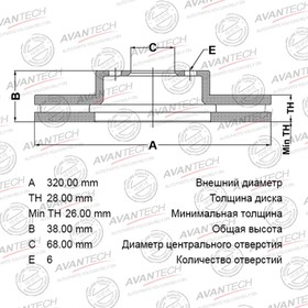 Диск тормозной AVANTECH (FR) Navara D40M,Pathfinder R51M