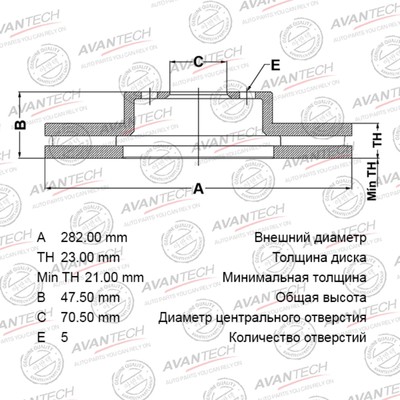 Диск тормозной AVANTECH (FR) CR-V  RD1,RD2,RD3,HR-V GH3,GH4