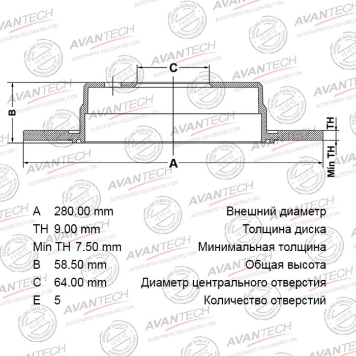 Диск тормозной AVANTECH RR CRV 02 - Фото 1