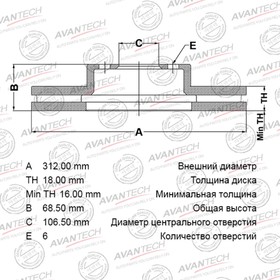 Диск тормозной AVANTECH(перфорированный)(RR/RH)4RUNNER(GRN21);LAND CRUISER PRADO(GRJ12)