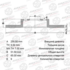Диск тормозной AVANTECH (RR) Octavia II 1Z3 (04-08)