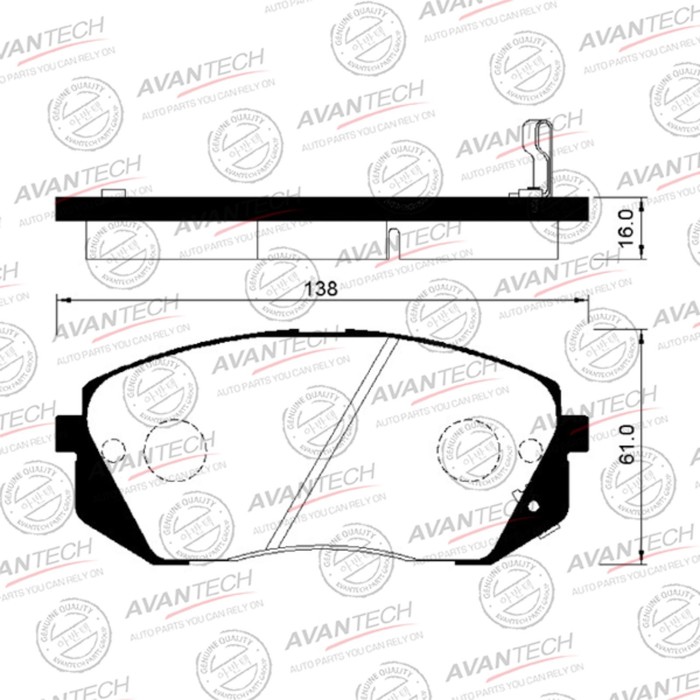 Колодки тормозные дисковые Avantech (противоскрипная пластина в компл.) AV022 - Фото 1