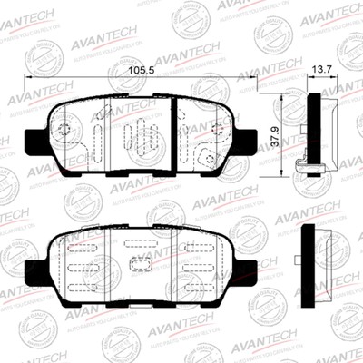 Колодки тормозные дисковые Avantech (противоскрипная пластина в компл.) AV024