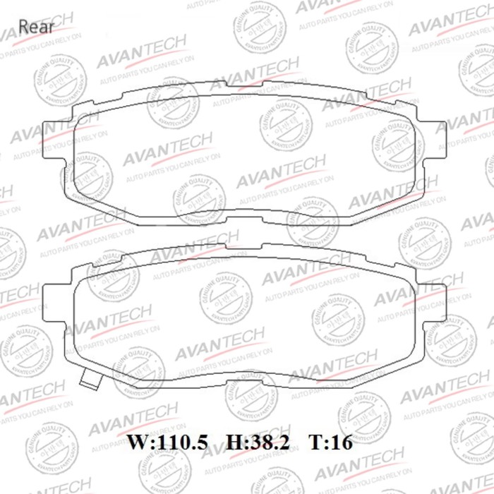Колодки тормозные дисковые Avantech (противоскрипная пластина в компл.) AV0601 - Фото 1