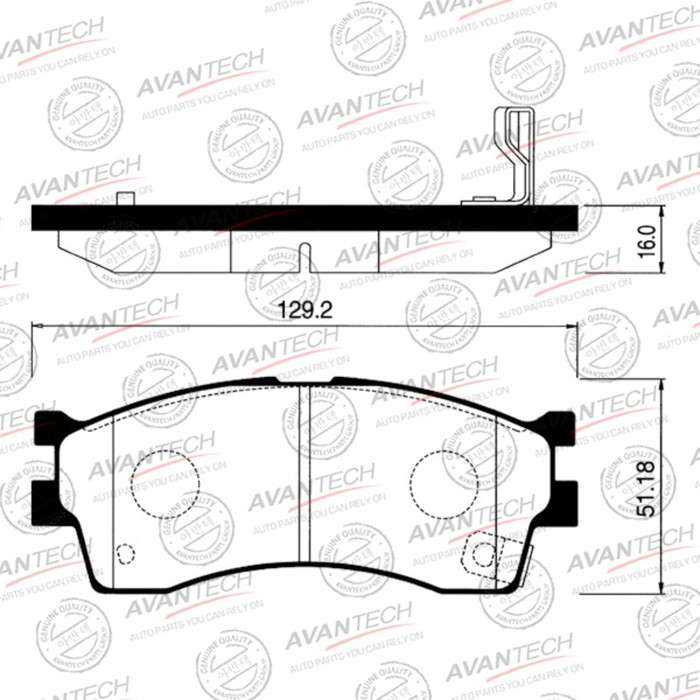 Колодки тормозные дисковые Avantech (противоскрипная пластина в компл.) AV076 - Фото 1