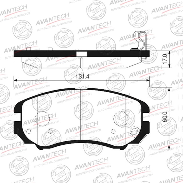 Колодки тормозные дисковые Avantech (противоскрипная пластина в компл.) AV095 - Фото 1