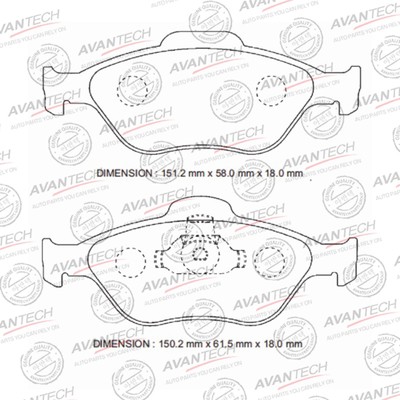 Колодки тормозные дисковые Avantech (противоскрипная пластина в компл.) AV1051