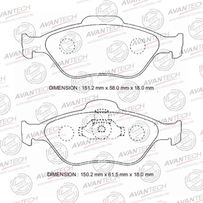 Колодки тормозные дисковые Avantech (противоскрипная пластина в компл.) AV1051 - Фото 1