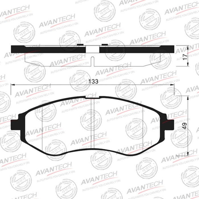 Колодки тормозные дисковые Avantech (противоскрипная пластина в компл.) AV121 - Фото 1