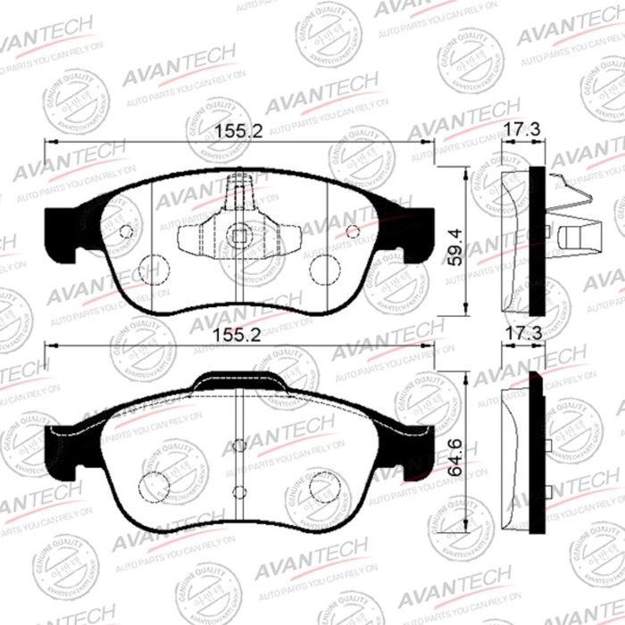 Колодки тормозные дисковые Avantech (противоскрипная пластина в компл.) AV126 - Фото 1