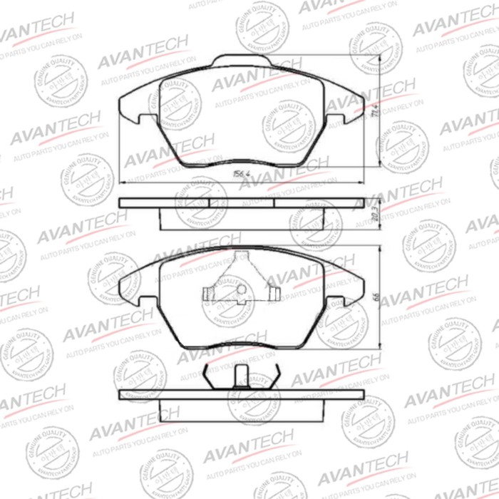 Колодки тормозные дисковые Avantech (противоскрипная пластина в компл.) AV1902 - Фото 1