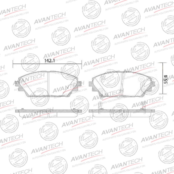 Колодки тормозные дисковые Avantech (противоскрипная пластина в компл.) AV4402 - Фото 1