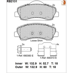 

Дисковые тормозные колодки R BRAKE (противоскрипная пластина в компл.) RB2131