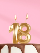 Свеча в торт «Грань», цифра 18, золотой металлик, 6.5 см - Фото 2