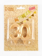 Свеча в торт юбилейная «Грань», цифра 30, золотой металлик, 6.5 см - Фото 4