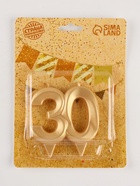 Свеча в торт юбилейная «Грань», цифра 30, золотой металлик, 6.5 см - Фото 5