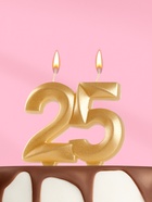 Свеча в торт юбилейная «Грань», цифра 25, золотой металлик, 6.5 см - Фото 2