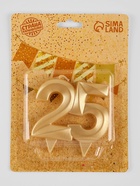 Свеча в торт юбилейная «Грань», цифра 25, золотой металлик, 6.5 см - Фото 4